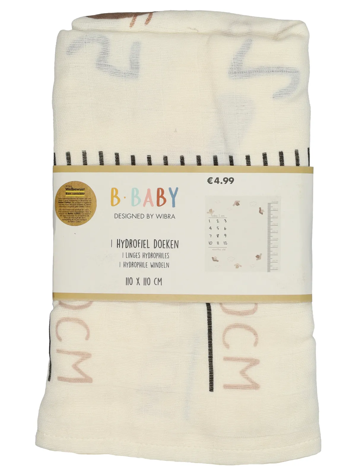 Babydoek hydrofiel milestone 110 x 110 cm