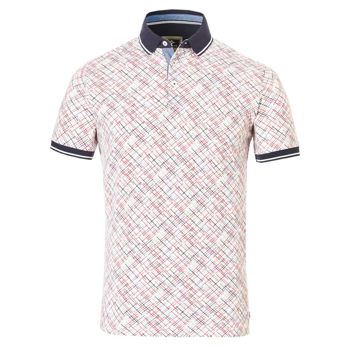 Baileys 100% katoen korte mouw poloshirt met streepjes print Rood