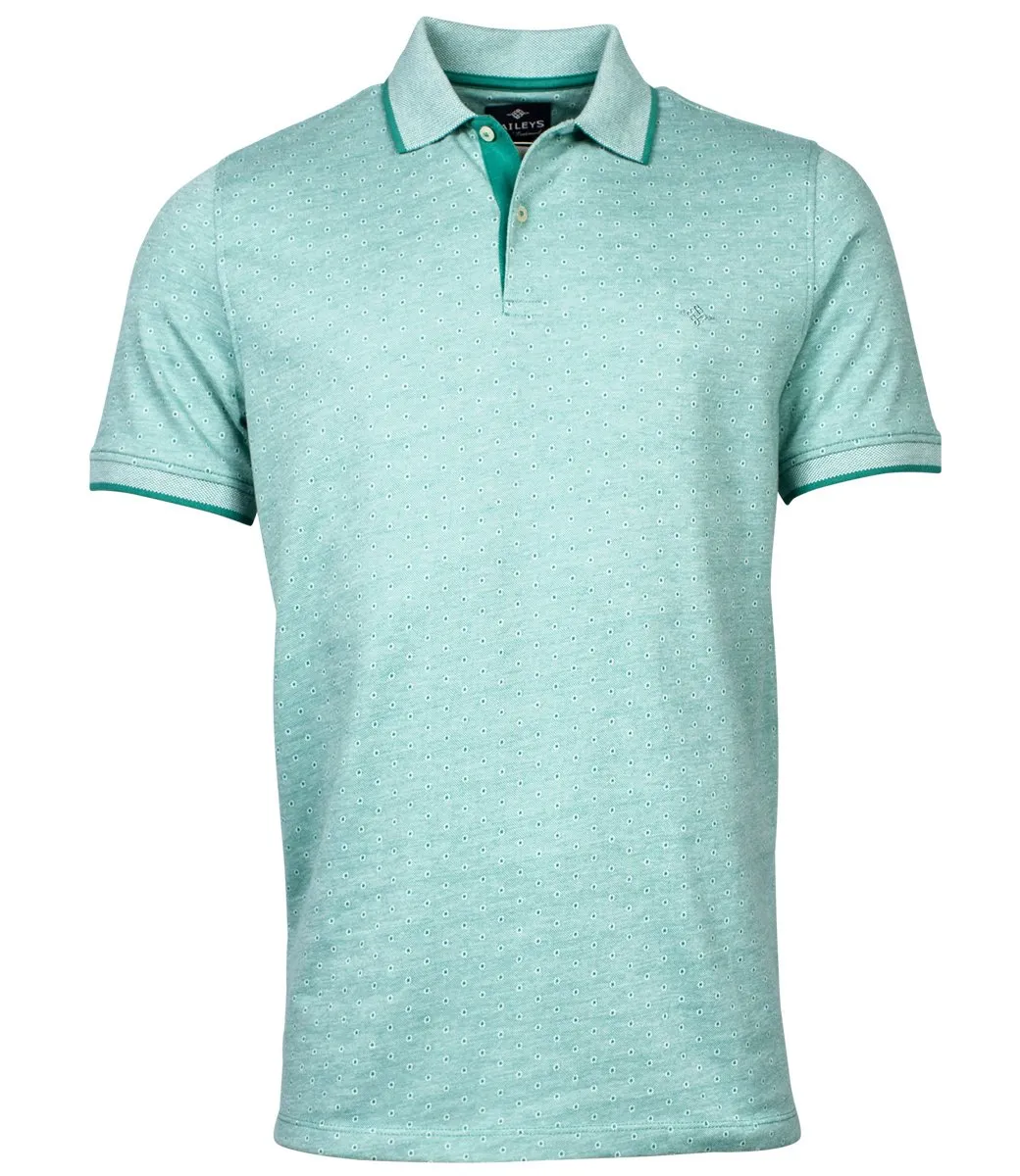 BAILEYS 10528626 HEREN POLO ZEE GROEN MET PRINT JERSEY JACQUARD