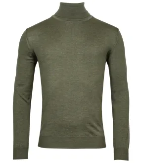 Baileys 120069-557 heren coltrui high neck pullover olijfgroen merino wol