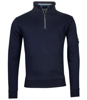 Baileys 213183-55 heren sweater donkerblauw dark navy structuur met ritsje