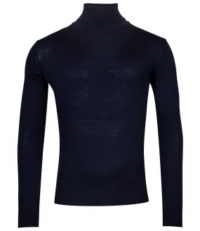Baileys 220069-105 heren coltrui high neck pullover donkerblauw merino wol