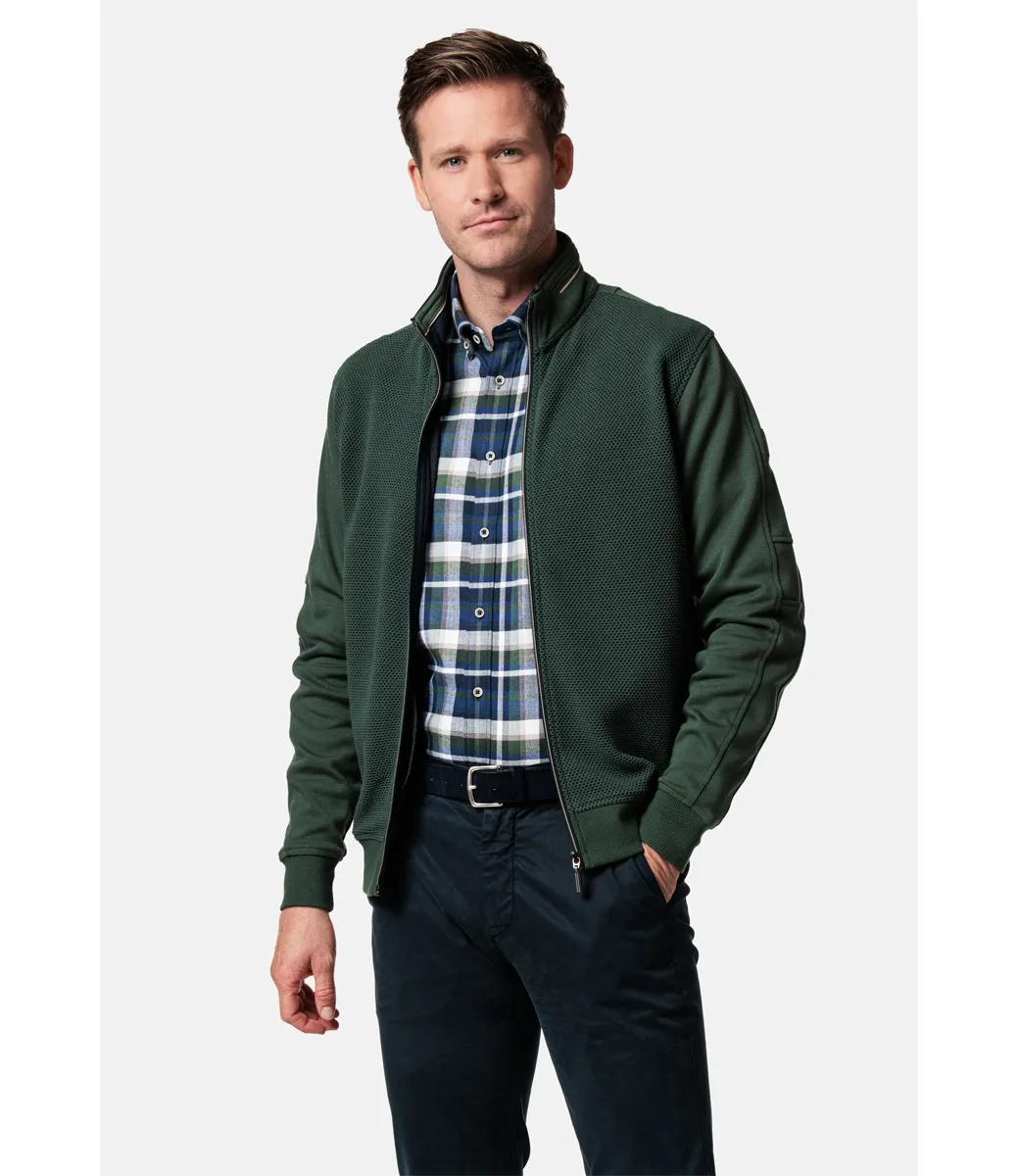 BAILEYS 32227679 HEREN SWEAT VEST DONKERGROEN STRUCTUUR RITS EN ZAKKEN