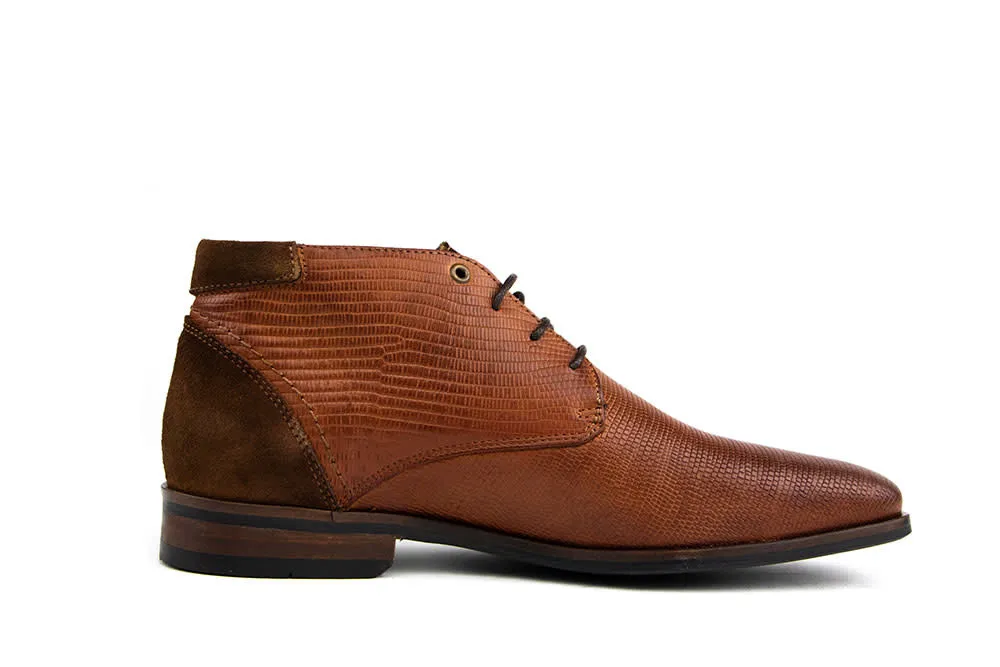 Berkelmans Hoge Veterschoen Sarvar Cognac Print