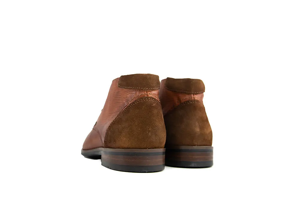 Berkelmans Hoge Veterschoen Sarvar Cognac Print