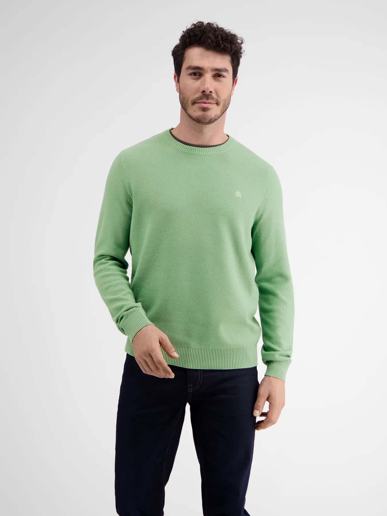 Lerros Gebreide Trui met Ronde Hals - Sage Green