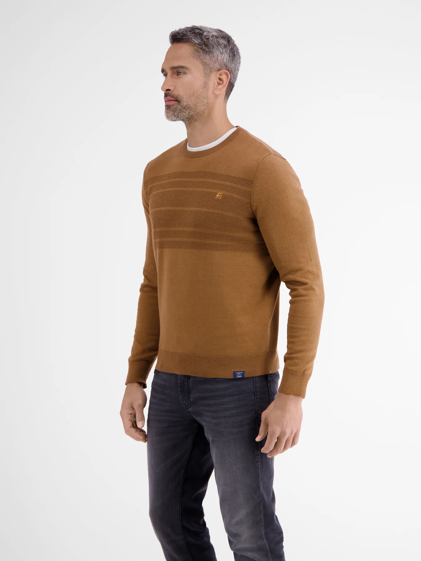 LERROS GEBREIDE TRUI MET TONALE STREPEN  HAZEL BROWN