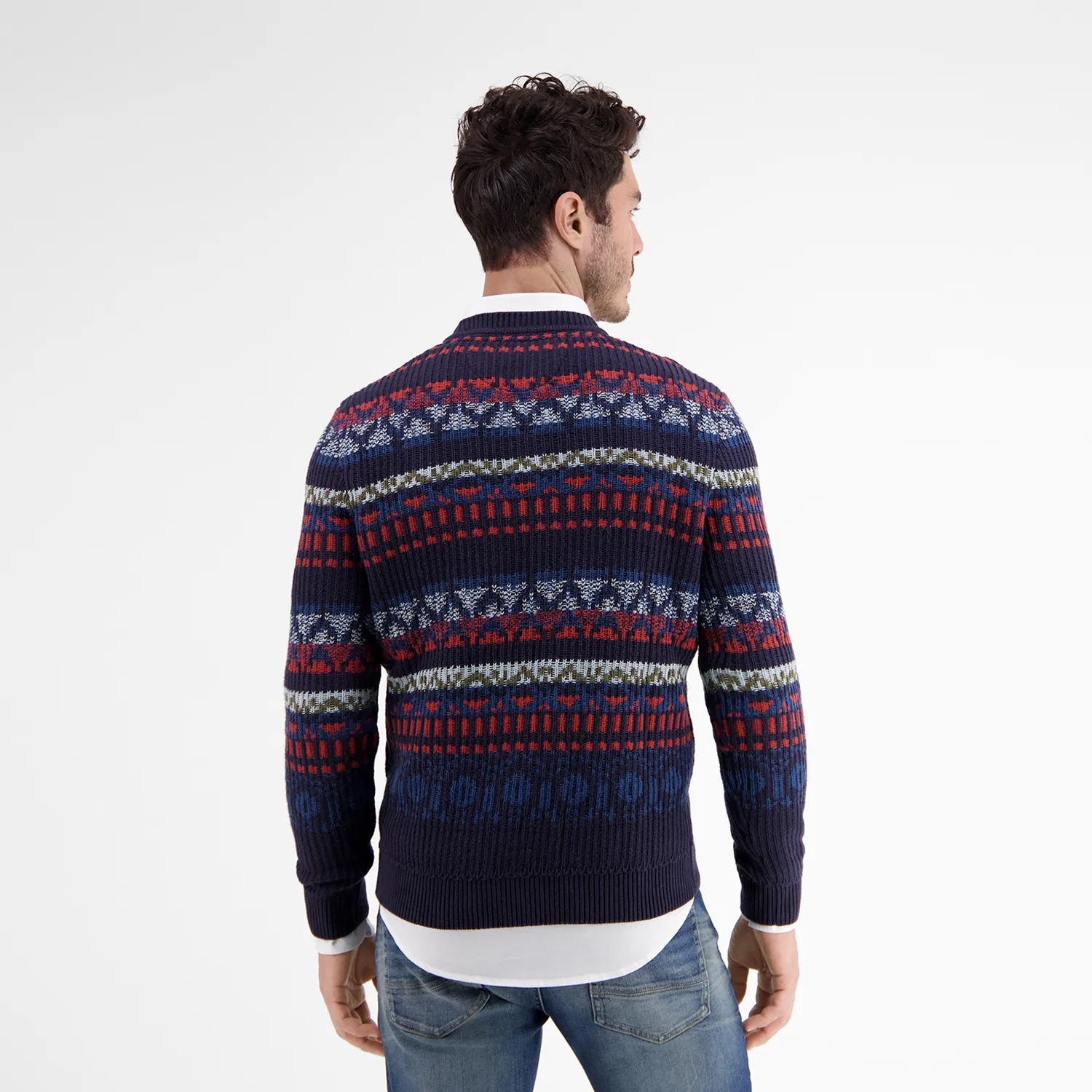 LERROS GEBREIDE TRUI *NOORWEGEN ALLOVER  NAVY