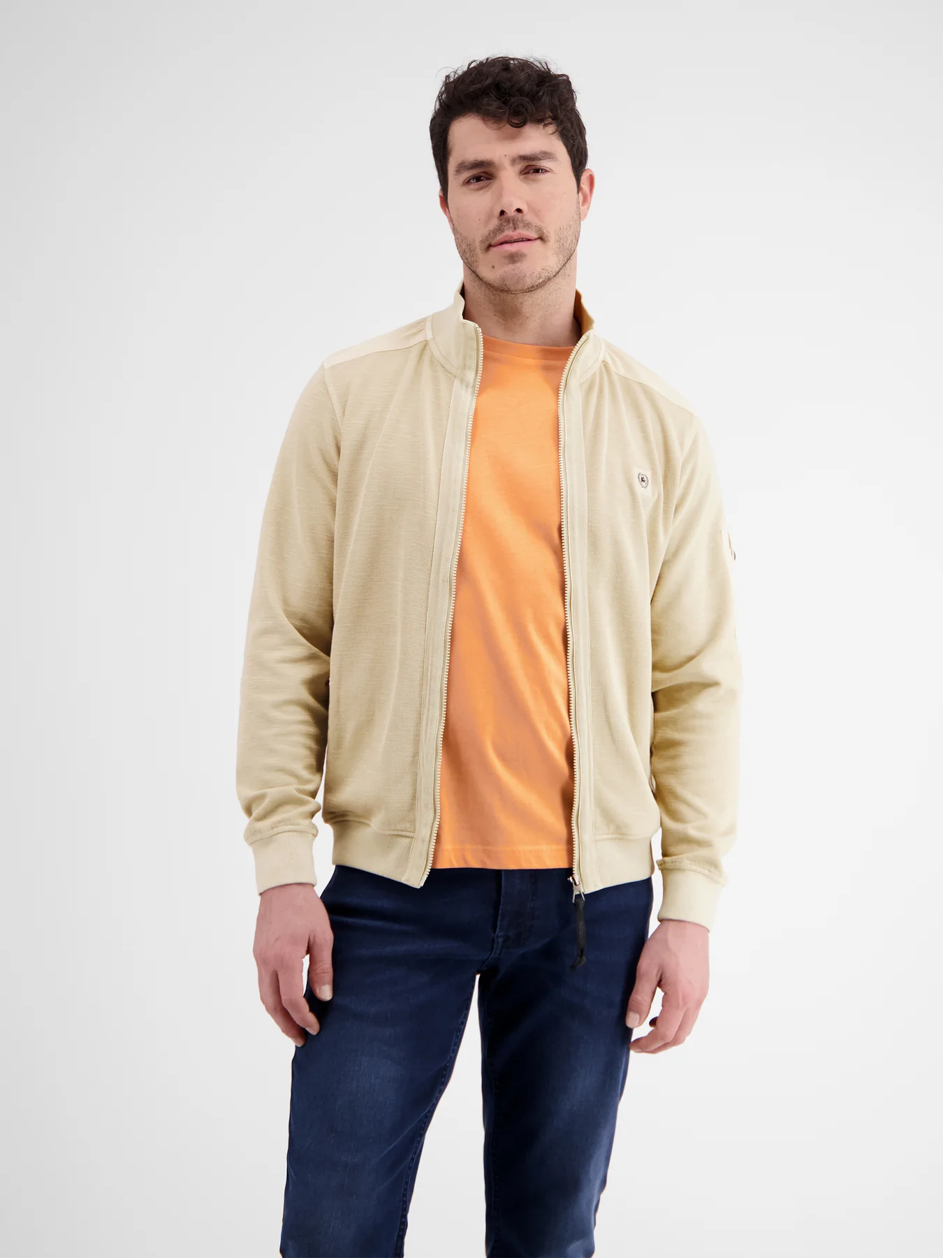 LERROS GESTRUCTUREERD SWEATVEST  LIGHT DUNE BEIGE