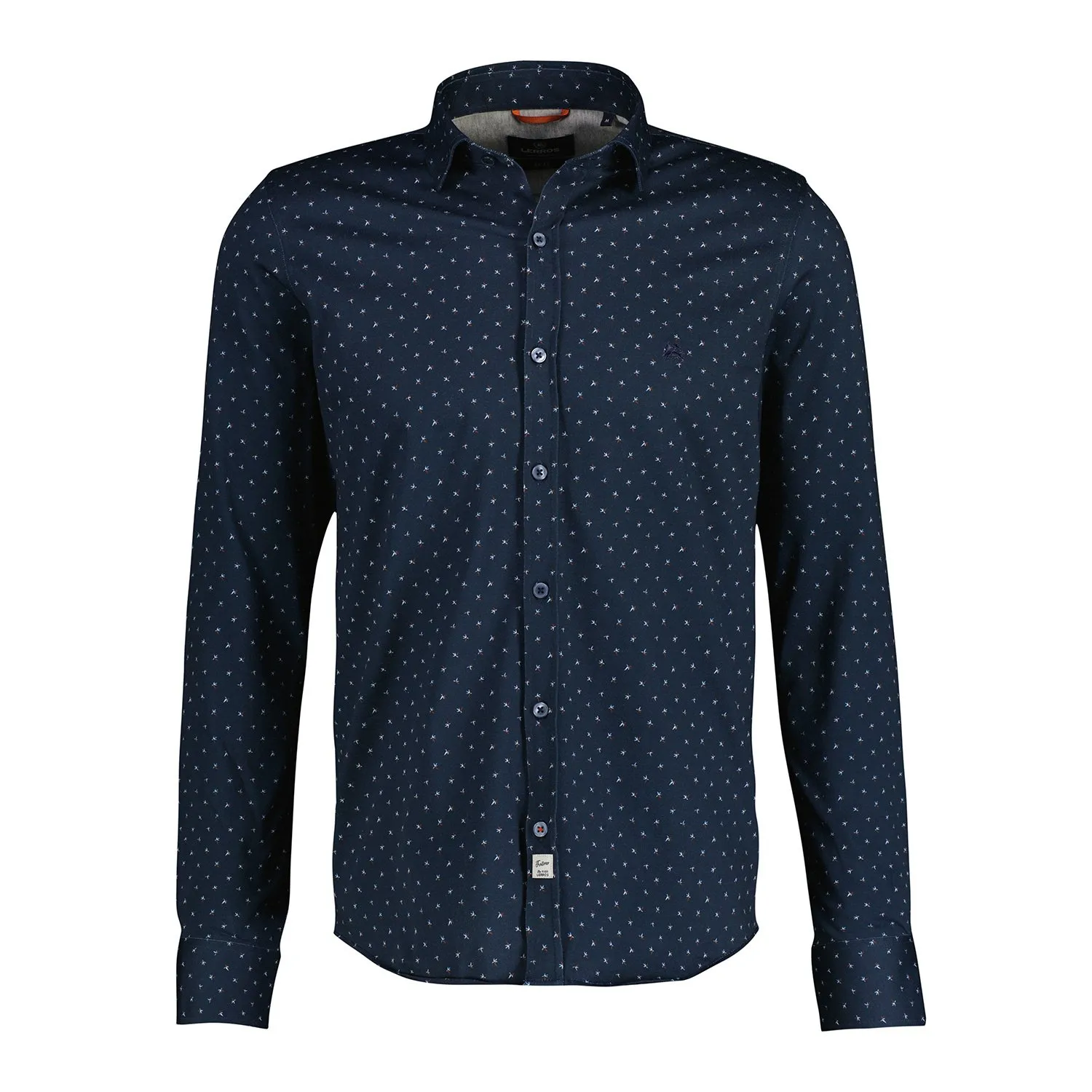 LERROS JERSEY OVERHEMD MET SHARKKRAAG  CLASSIC NAVY