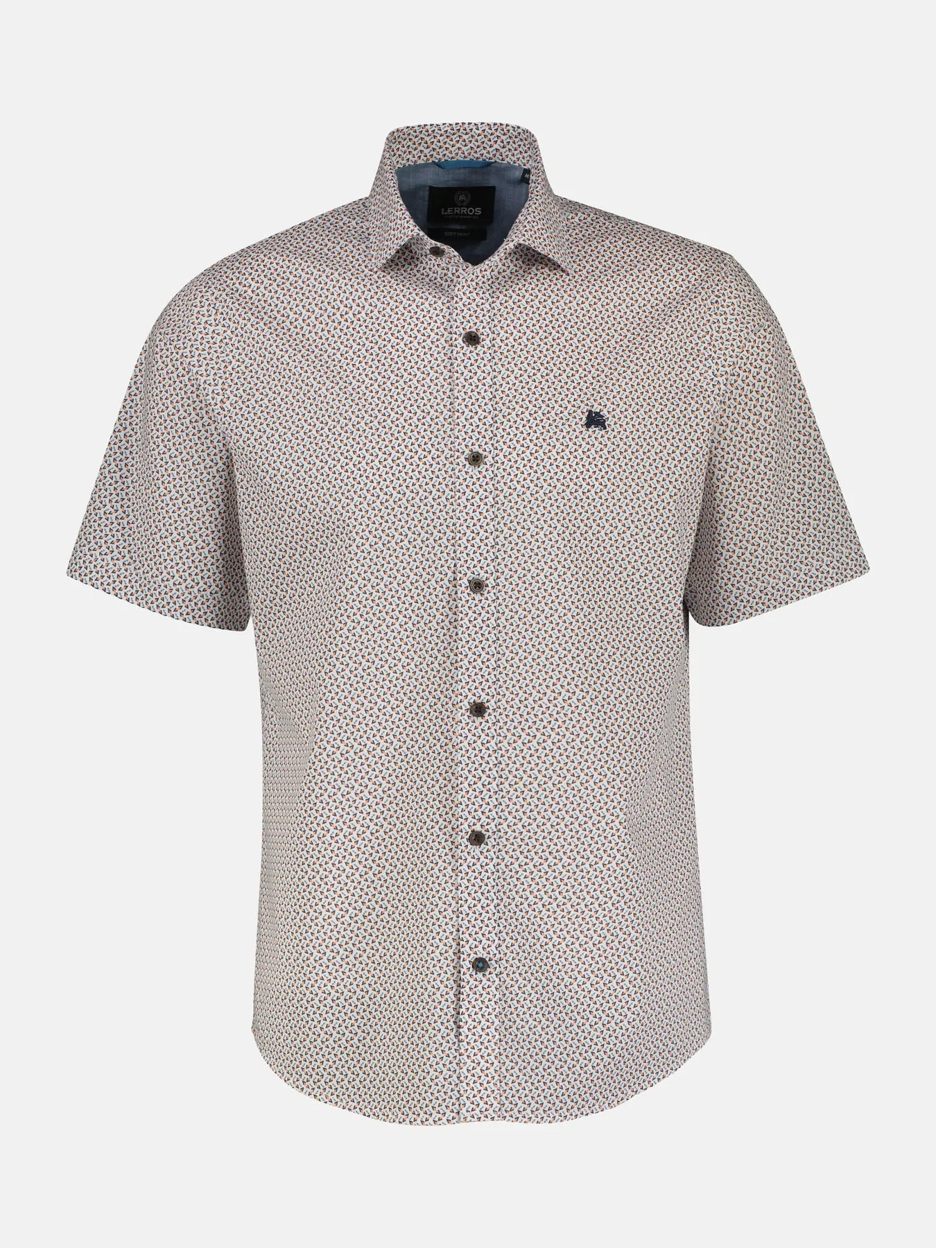 LERROS OVERHEMD KORTE MOUW GEOMETRISCHE PRINT  MELLOW PEACH