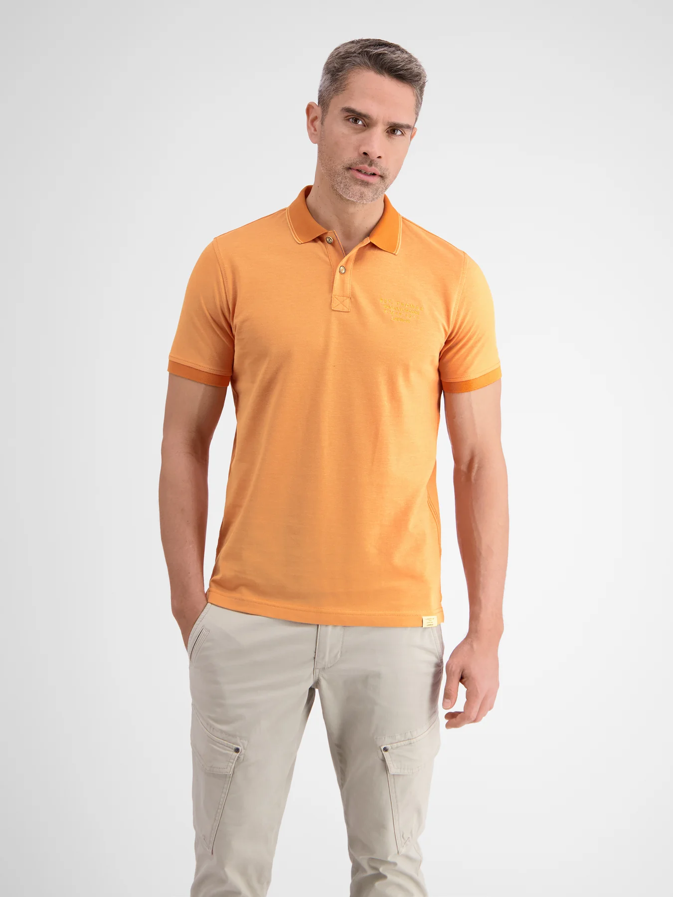 LERROS POLOSHIRT IN GEMêLEERDE LOOK  MELLOW PEACH
