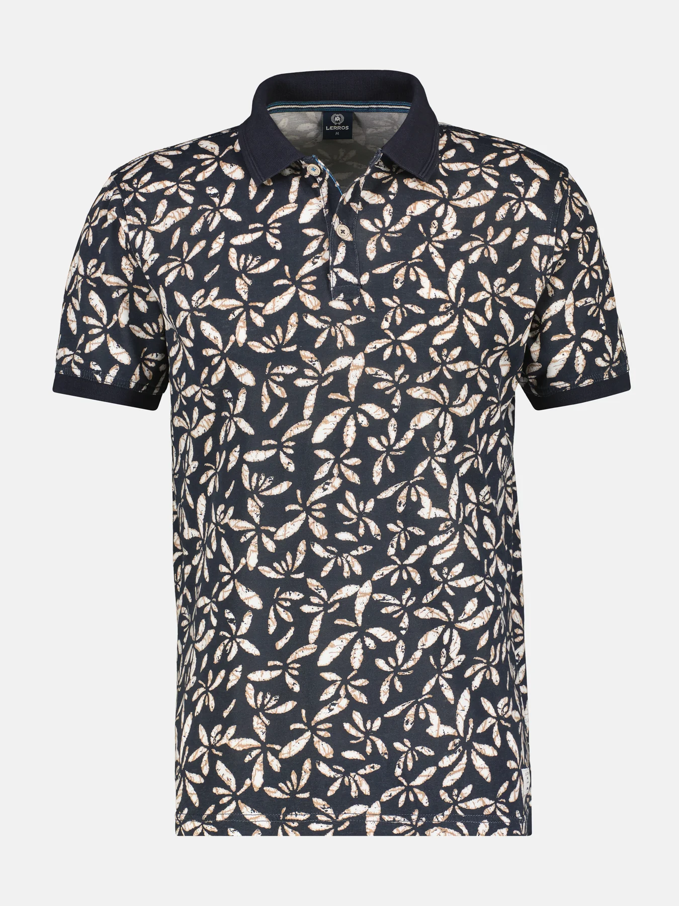LERROS POLOSHIRT MET ALLOVER BLOEMENPRINT  CLASSIC NAVY